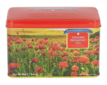 Poppy Tea Tin With 40 English Breakfast Teabags