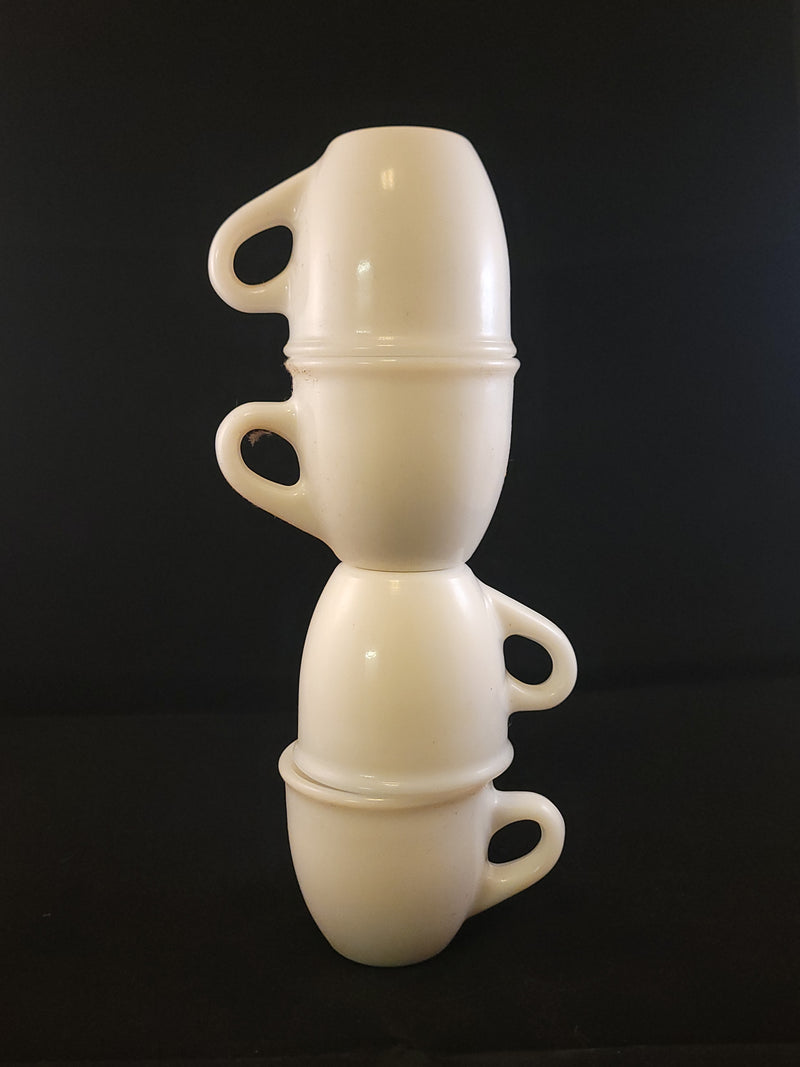 White Milk Glass Espresso Cups