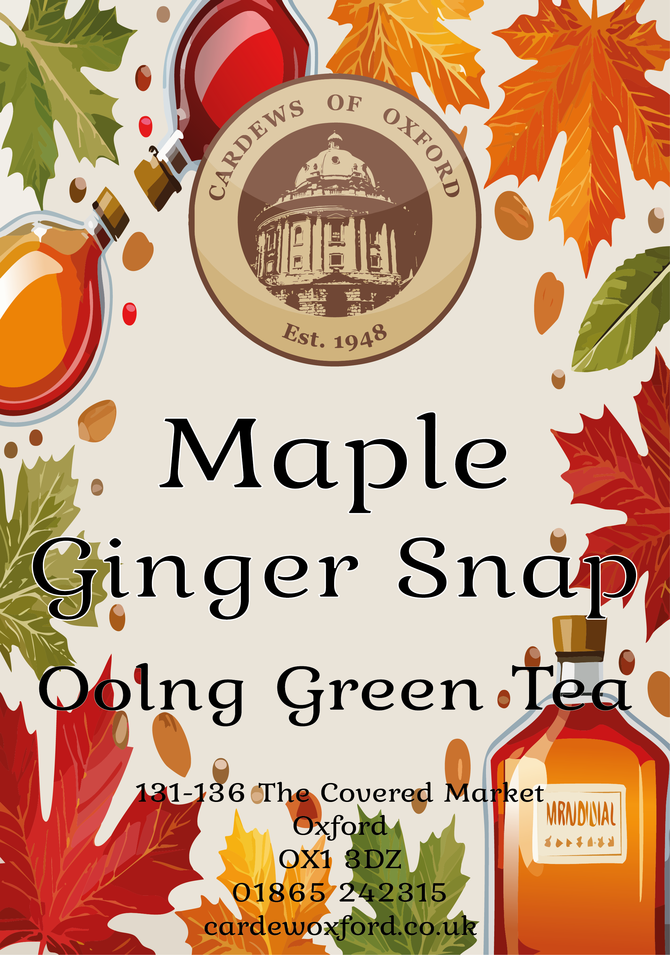 Ginger Snaptea Maple Ginger Snap Tea 100g | Flavoured Loose Leaf Tea | Cardews of Oxford