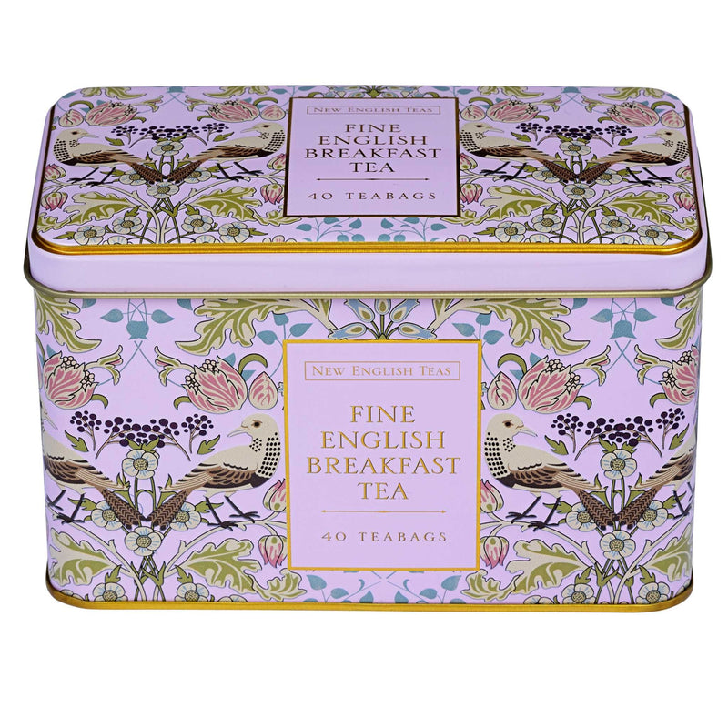 The Song Thrush Classic Tea Tin - Pale Pink 40 English Breakfast teabags