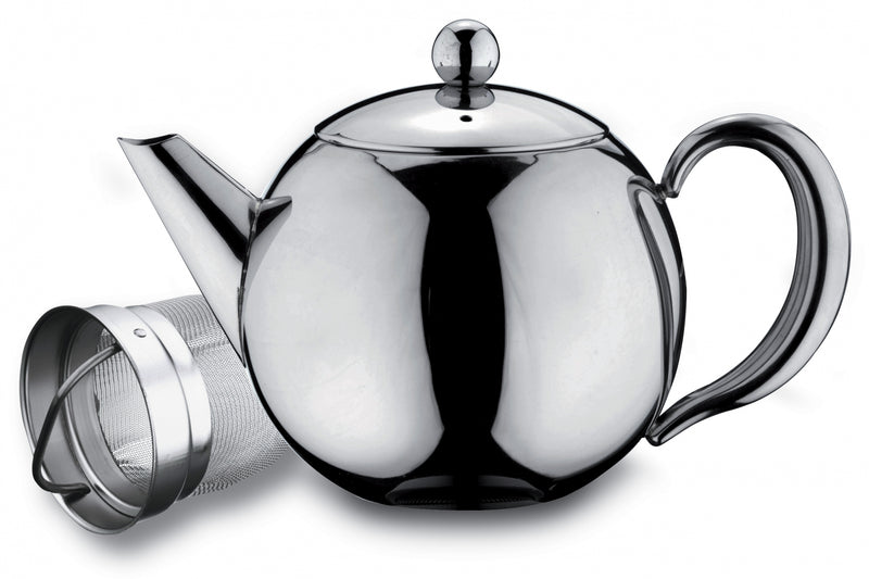 Café Ole Rondeo Stainless Steel Tea Pot Easy Pour Teapot with Infuser  Basket 17oz 500ml