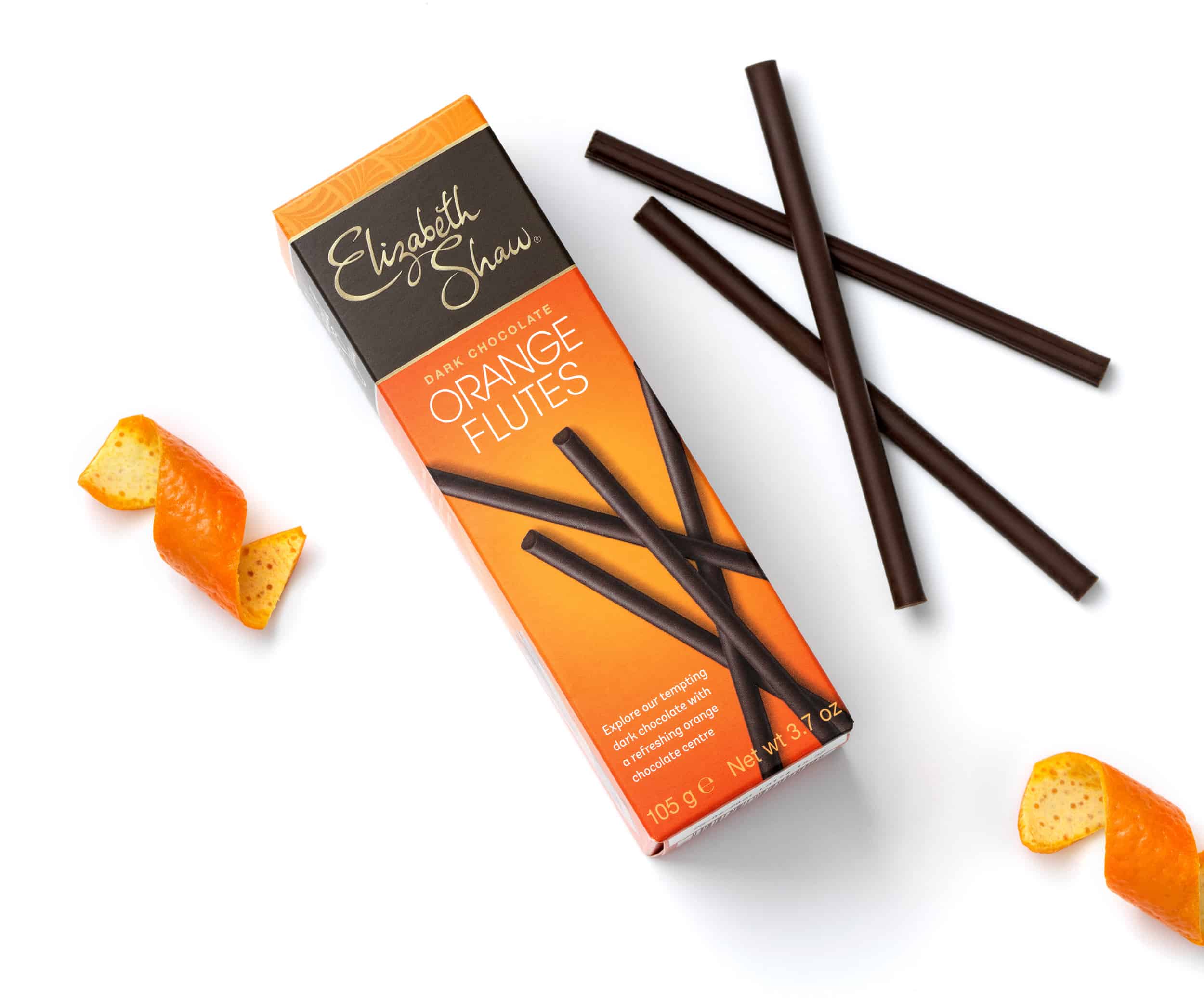 Elizabeth Shaw Orange Chocolate Flutes 105g Cardews of Oxford